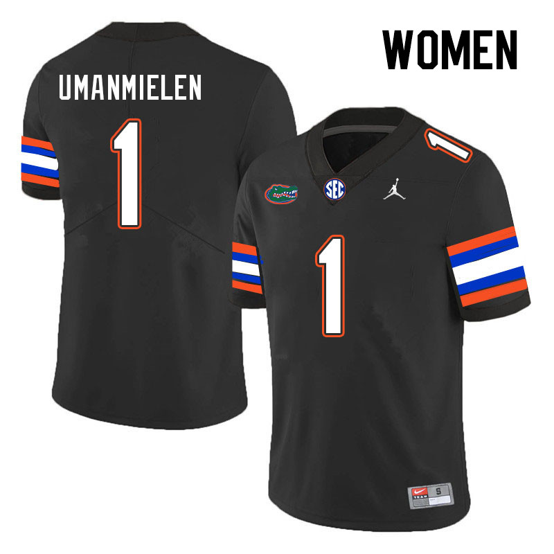 Women #1 Princely Umanmielen Florida Gators College Football Jerseys Stitched Sale-Black